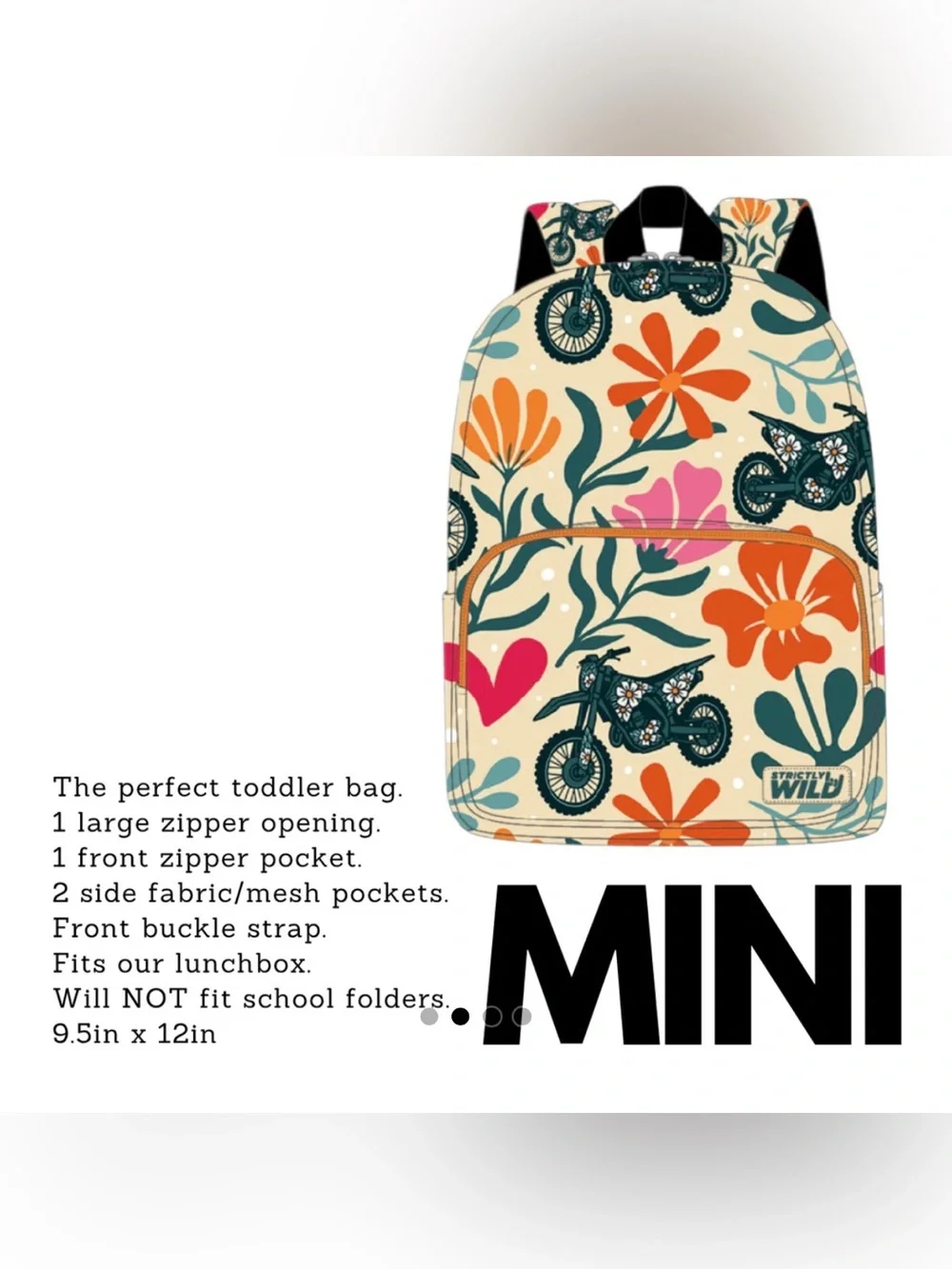 Kids Floral Motorcycle Toddler Backpack - Multicolor